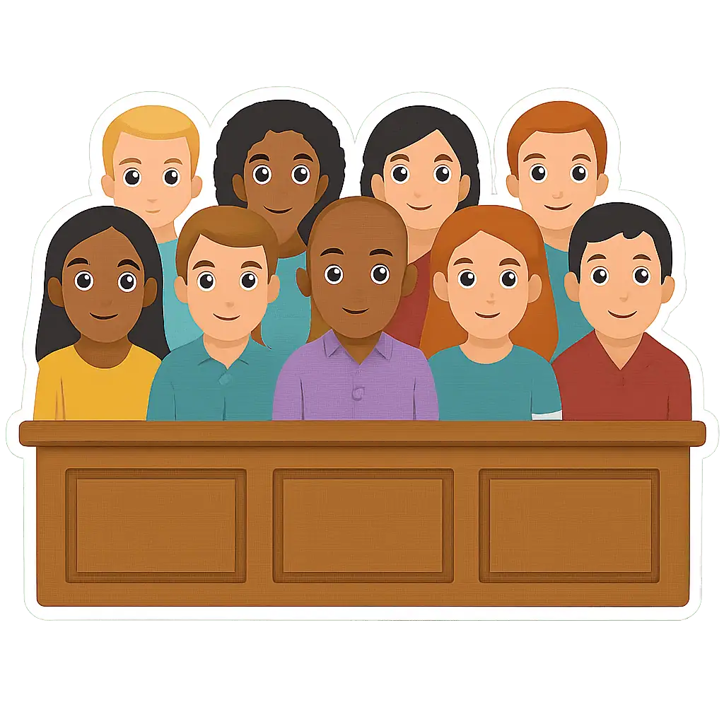 A sticker of the jury